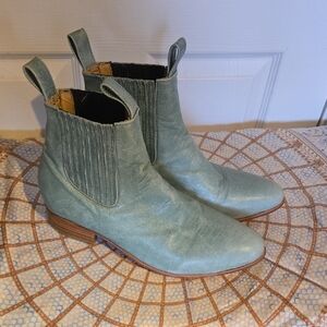 Stylish Mint Green Ankle Boots, Size 10